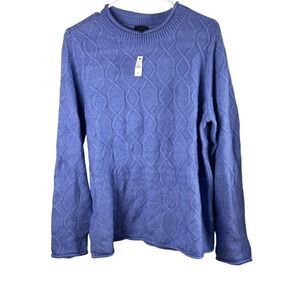 Talbots XL Cable Knit Sweater Blue Acrylic & Wool Blend Womens Stylish Pullover